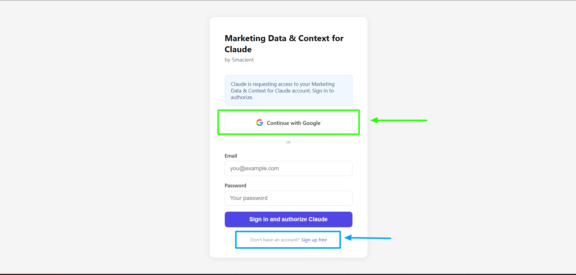 Step 7 - Sign in or create your Smacient account