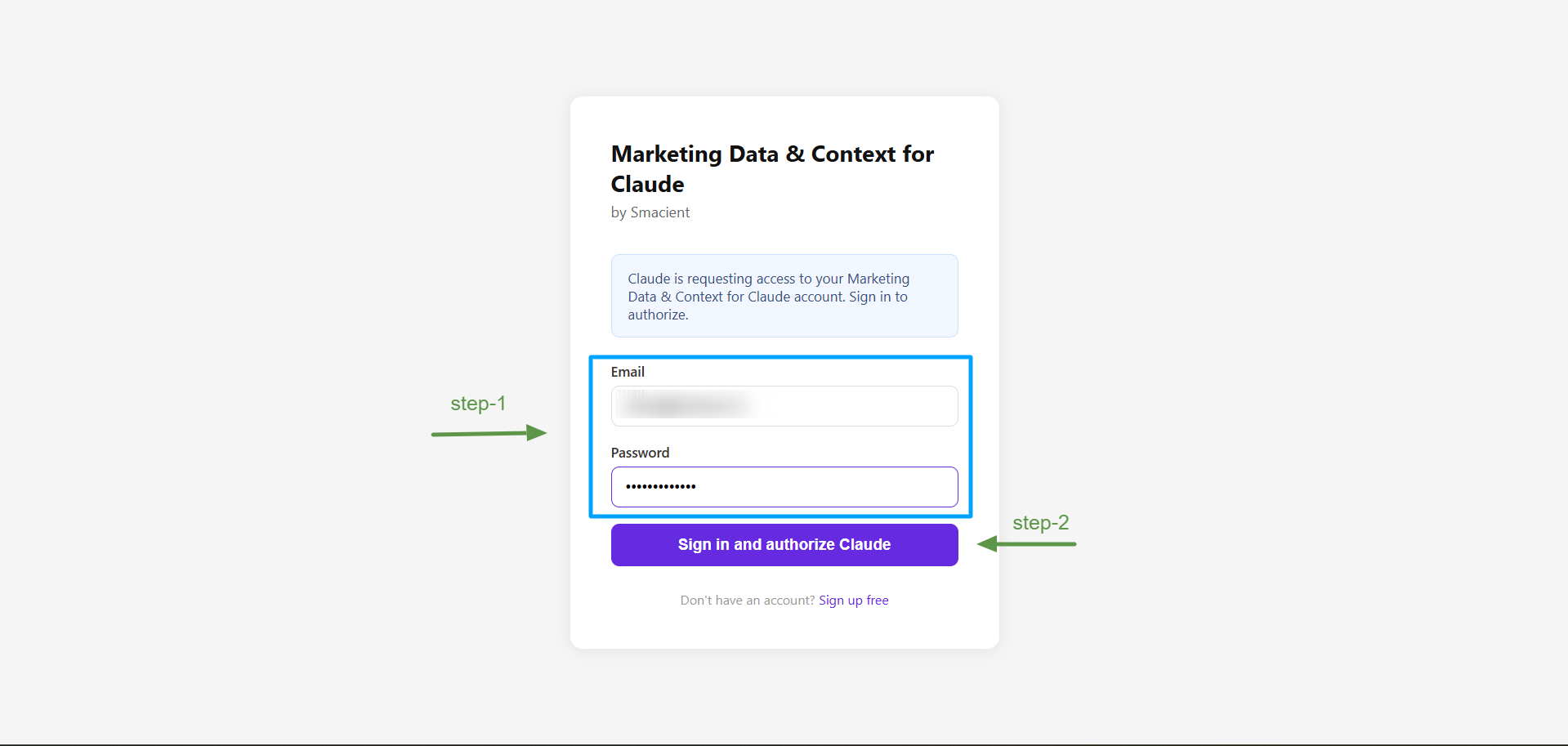Step 6 - Sign in to your Smacient account