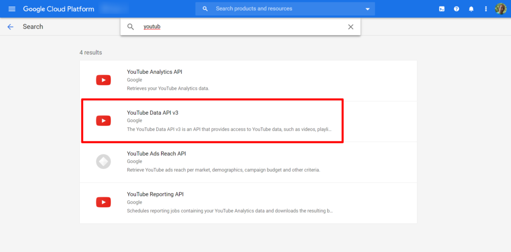 YouTube Data API v3
